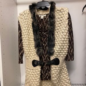 Knit sweater tunic length vest